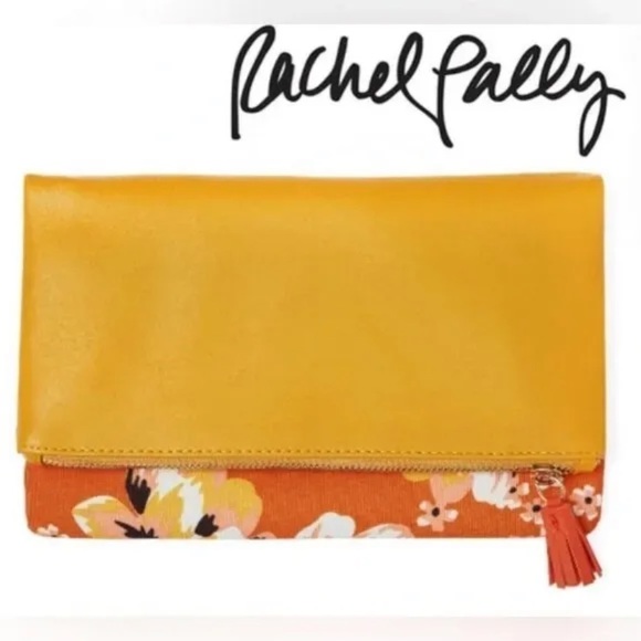RACHEL PALLY Zahara Reversible Orange Floral and Yellow Clutch Purse - NEW! - Picture 1 of 8